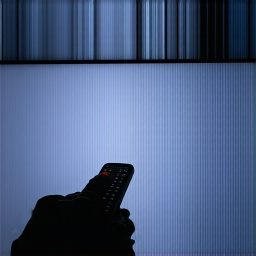 An OLED TV displaying a gray uniformity test pattern to identify vertical banding.