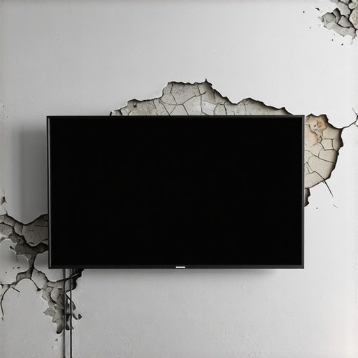 Cracks forming in drywall around a heavy TV wall mount bracket