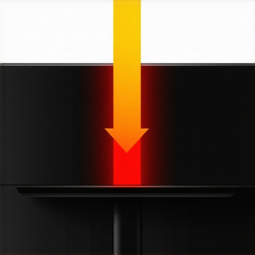 Diagram of a wall-mounted TV showing heat distribution and thermal expansion points on the bracket.