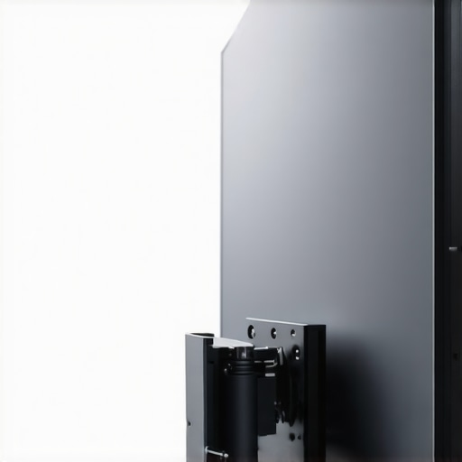 Ultra-thin OLED TV mounting gap Close-up of an ultra-thin OLED TV mounted to a wall showing the precision bracket.