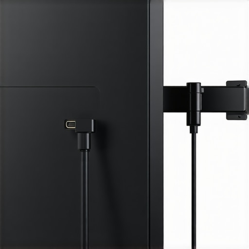 Using 90-Degree Adapters for Better Cable Management Close-up of a 90-degree HDMI adapter on a wall-mounted TV
