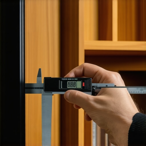 Using Digital Calipers for Niche Measurements A person measuring a TV bezel with a digital caliper for a recessed wall mount project.