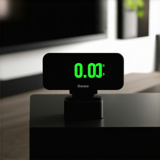 Digital clinometer tool on a TV mount bracket showing precision leveling.