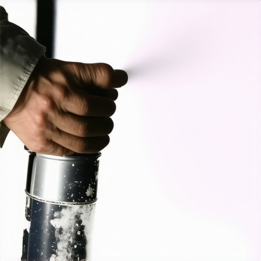 Close-up of cleaning a projector screen with compressed air to avoid scratches