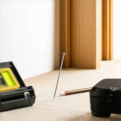 Using the probe method to find wall studs A person using a finishing nail to locate the center of a wall stud for secure TV mounting.