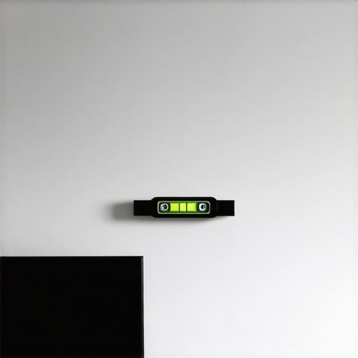 Visualizing the Leveling Paradox A spirit level on a wall-mounted TV showing the difference between technical level and visual alignment.